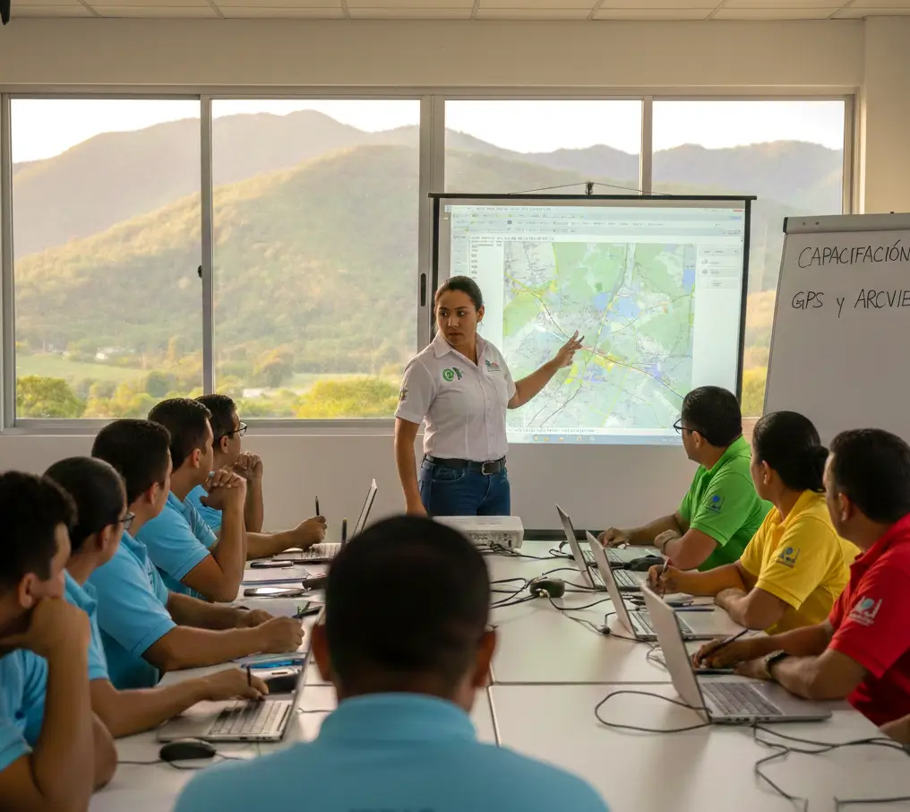 capacitación gps, maps y arcview 3.2 para 32 omp de huehuetenango.